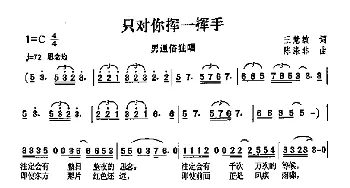 只对你挥一挥手_歌曲简谱_词曲:王慧敏 陈涤非