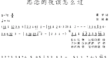 思念的夜该怎么过_歌曲简谱_词曲:紫梦 梁铭