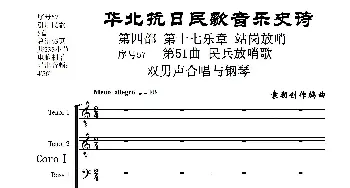 序号57第51曲《民兵放哨歌》双男声合唱与钢琴_歌曲简谱_词曲:民歌歌词 袁朝创作编曲