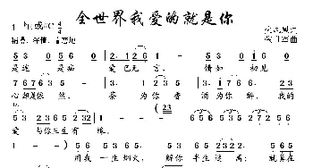 全世界爱的就是你_歌曲简谱_词曲:火凤凰 张世军