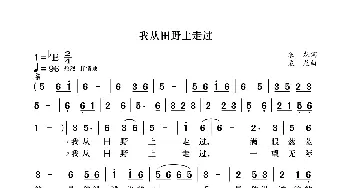 我从田野上走过_歌曲简谱_词曲:袁龙 袁龙