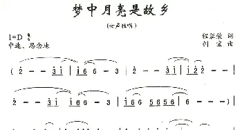 梦中月亮是故乡_歌曲简谱_词曲:程蓉荣 刘剑宝