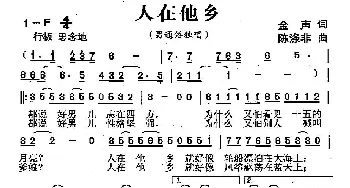 人在他乡_歌曲简谱_词曲:金声 陈涤非