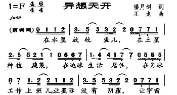 异想天开_歌曲简谱_词曲:潘月剑 王龙