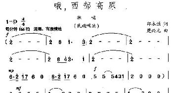 哦，西部高原_歌曲简谱_词曲:邵永强 楚兴元