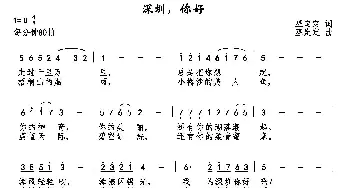 深圳，你好_歌曲简谱_词曲:巫定定 巫定定