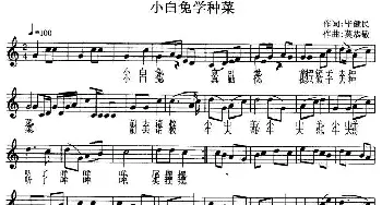 小白兔学种菜_歌曲简谱_词曲:毕健民 莫恭敏