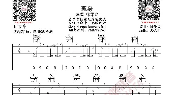 徐秉龙 孤身 吉他谱_歌曲简谱_词曲: