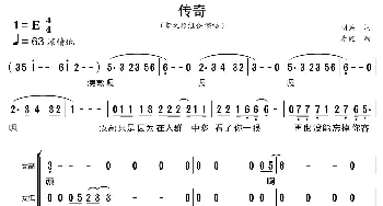 传奇_歌曲简谱_词曲:刘兵 李健