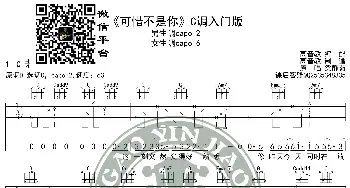 《可惜不是你》吉他谱C调入门版 高音教编配 猴哥吉他教学_歌曲简谱_词曲: