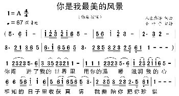 你是我最美的风景_歌曲简谱_词曲:人生感悟 人生感悟