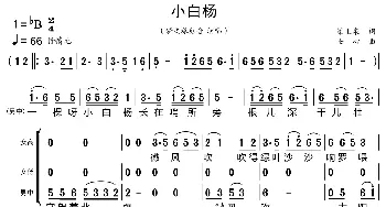 小白杨_歌曲简谱_词曲:梁上泉 士心