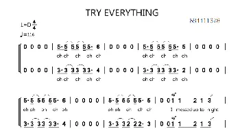 try everything 二声部合唱简谱_歌曲简谱_词曲: