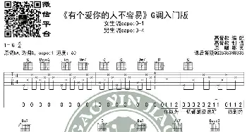 《有个爱你的人不容易》吉他谱吉他弹唱教学G调入门版 高音教_歌曲简谱_词曲: