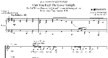 Can You Feel The Love Tonight 混声合唱谱_歌曲简谱_词曲: