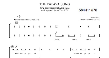 The Papaya Song 木瓜歌 二声部合唱简谱_歌曲简谱_词曲: