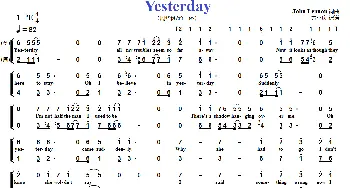 Yesterday_歌曲简谱_词曲:John Lennon John Lennon