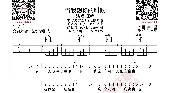 汪峰 当我想你的时候 吉他谱_歌曲简谱_词曲: