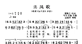 北风吹十扎红头绳_歌曲简谱_词曲:贺敬之 马可、张鲁