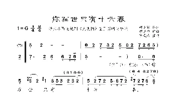 你在世只有十六春_歌曲简谱_词曲:胡小孩 胡梦桥