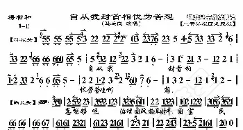 将相和·自从我封首相忧劳苦想_歌曲简谱_词曲:暂无 恒流星制谱