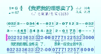 我把我的理想卖了_歌曲简谱_词曲:二立 二立