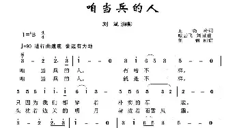 军旅歌曲100首：咱当兵的人_歌曲简谱_词曲:王晓岭 臧云飞