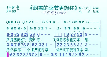 飘雪的季节更想你_歌曲简谱_词曲:轻云望月 轻云望月