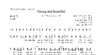 [英]Young and Beautiful_歌曲简谱_词曲:瑞克·诺威尔斯 丹·希斯