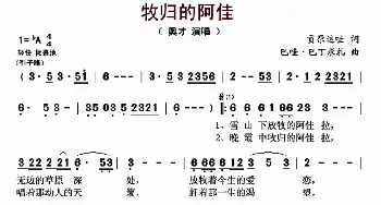 牧归的阿佳_歌曲简谱_词曲:贡尕达哇 巴哇·巴丁求扎