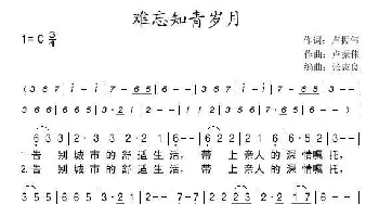 难忘知青岁月_歌曲简谱_词曲:卢振伟 卢振伟