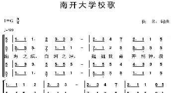 南开大学校歌_歌曲简谱_词曲:佚名 佚名