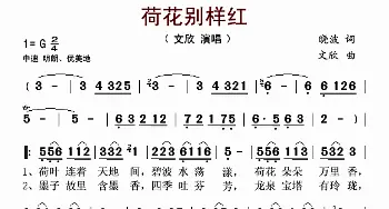 荷花别样红_歌曲简谱_词曲:晓波 文欣