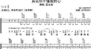 其实你不懂我的心_歌曲简谱_词曲: