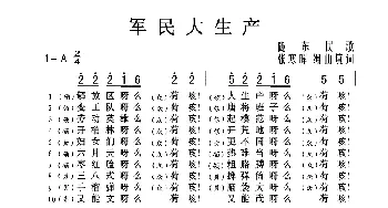 军民大生产_歌曲简谱_词曲:陇东民歌 张寒晖编曲填词