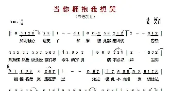 ​当你拥抱我想哭_歌曲简谱_词曲:小美 佚名