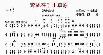 奔驰在千里草原_歌曲简谱_词曲: 王国潼等