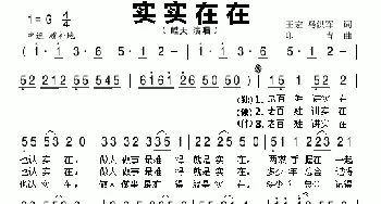 实实在在_歌曲简谱_词曲:王宏、马洪军 印青