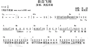 自由飞翔_歌谱投稿_词曲:张超 张超