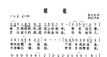 姐姐_歌谱投稿_词曲:张文明 钟林学