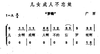 儿女成人不忘娘_合唱歌谱_词曲: 广西壮族民歌