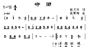 守望_合唱歌谱_词曲:杨文环 张慧翔