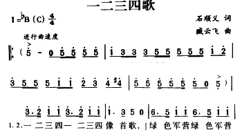 军歌金曲：一二三四歌_合唱歌谱_词曲:石顺义 臧云飞