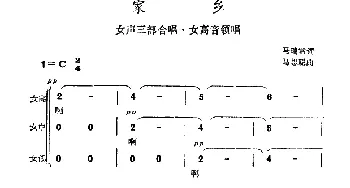 家乡_合唱歌谱_词曲:马瑞雪 司马聪