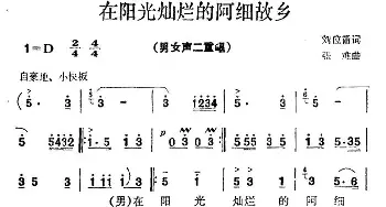 在阳光灿烂的阿细故乡_合唱歌谱_词曲:刘位循 张难