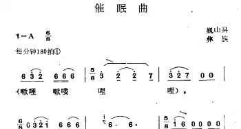 催眠曲_儿歌乐谱_词曲: 云南巍山县彝族民歌