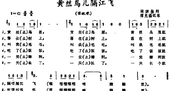 黄丝鸟儿隔江飞_儿歌乐谱_词曲: 湖南桂阳催眠歌、傅光盛记谱