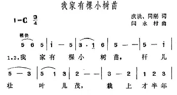 我家有棵小树苗_儿歌乐谱_词曲:庆洪 同刚 闫水村