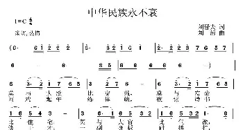 中华民族永不衰_通俗唱法乐谱_词曲:刘晋夫 刘恕