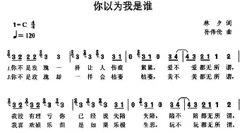 你以为我是谁_通俗唱法乐谱_词曲:林夕 孙伟伦